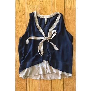 Small Paper Crane Sheer Bow Front Sleeveless Tank